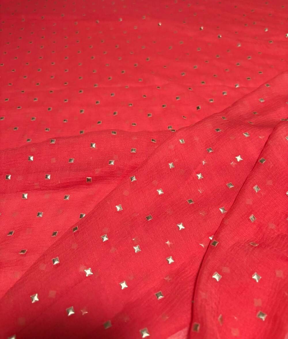 Sheer Coral Metallic Gold Square Long Scarf